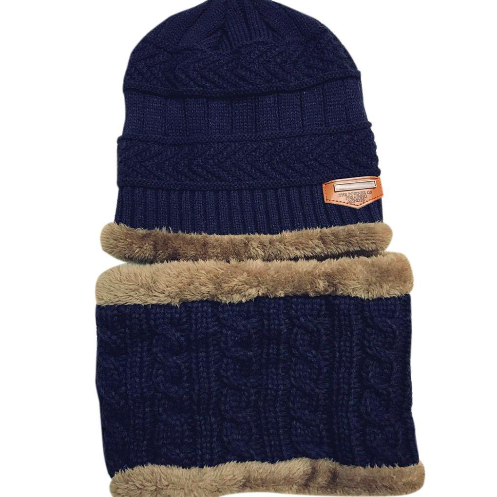 Women Men Winter Thermal Crochet Knit Baggy Beanie Wool Hat Ski Cap Scarf