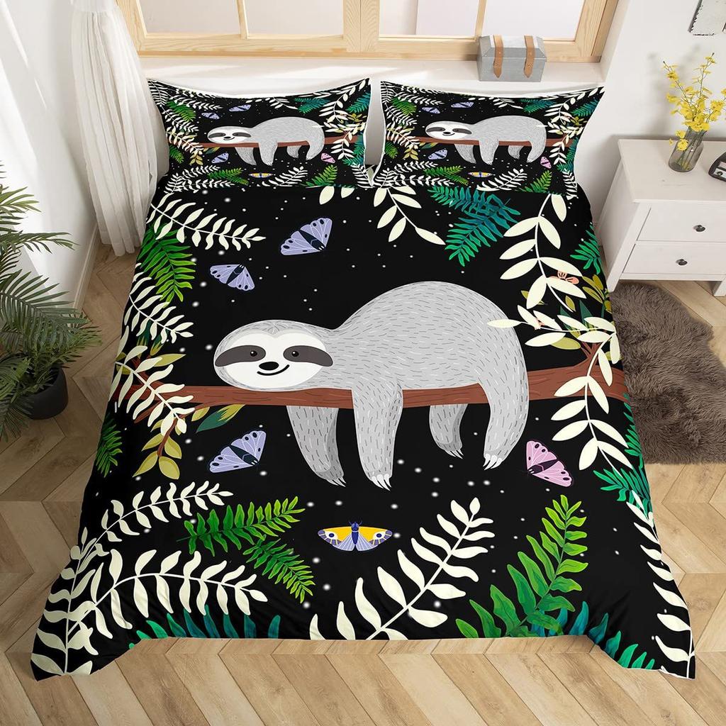 Cartoon Sloth Duvet Set Three-Piece Children'S Room Decorative Bedding Set