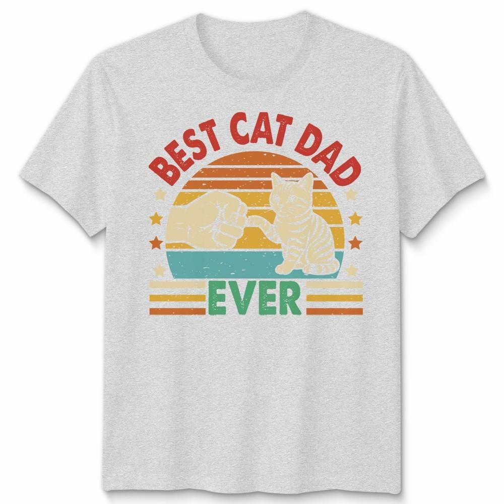 Best Cat Dad Ever Unisexs T Shirt Vintage Inspired Cat Graphic Tee