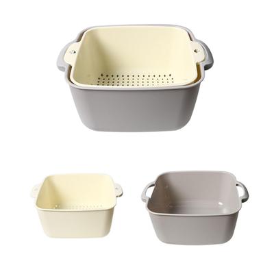 Colander Bowl Set Drain Basin and Basket 2 In 1 with Handle Pasta Strainer