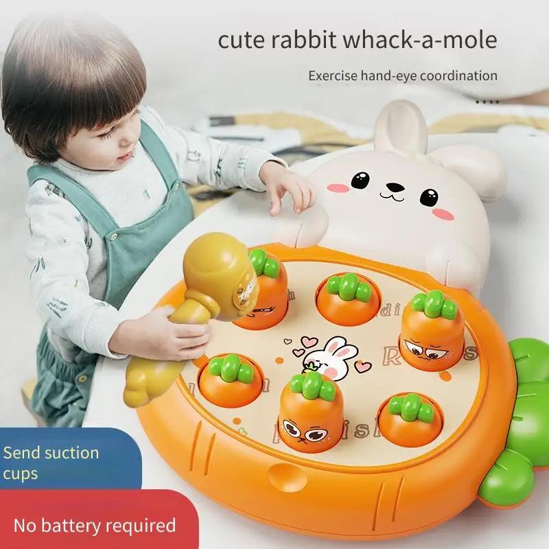 Children's Rabbit Groundhog Toy Cartoon Radish Percussion Game Console Groundhog Toy Parent-child Interactive Early Education