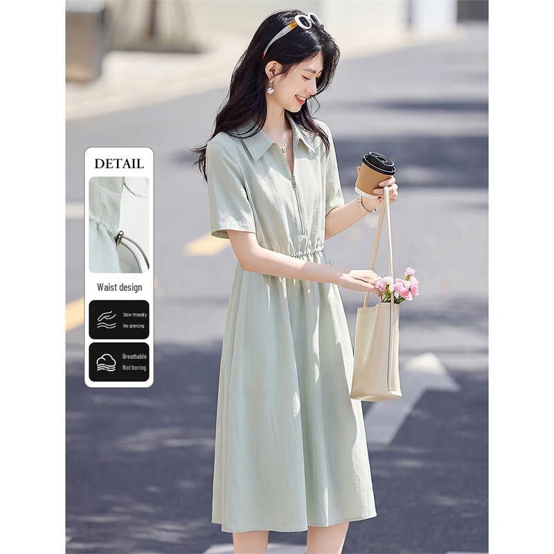 Elegant Women s Commuter Lapel Shirt Dress XL