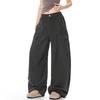 Unisex Loose Fit Cargo Pants Wide Leg Straight Cut Cotton Trousers Daily Wear