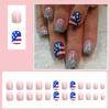 24 Stück French Tip Aufklebenägel Kurz Quadratisch 4. Juli Falsche Nägel Rot Weiß Blau Amerikanische Flagge Klebenägel Glitzer Vollständige Abdeckung Tipps Designs
