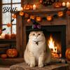 Pet Photo Prop Hat Halloween Cat Wizard Hat Bent Pointed with Pumpkin Bell Accessories Sequined Bow Festive for Cats Small Dogs