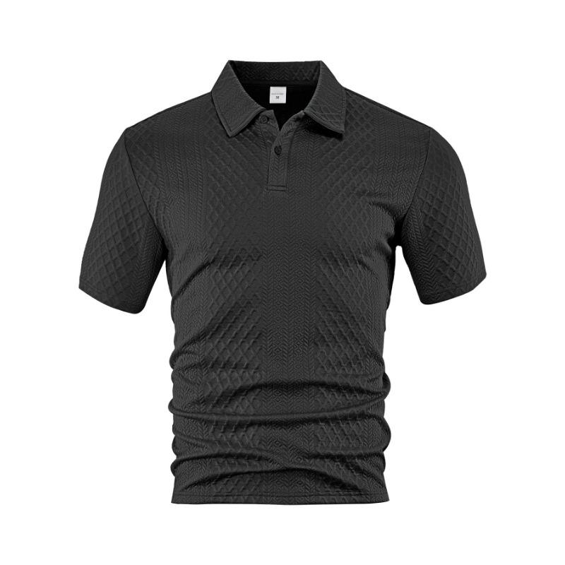 Men's Casual Short Sleeve Textured Polo Shirt