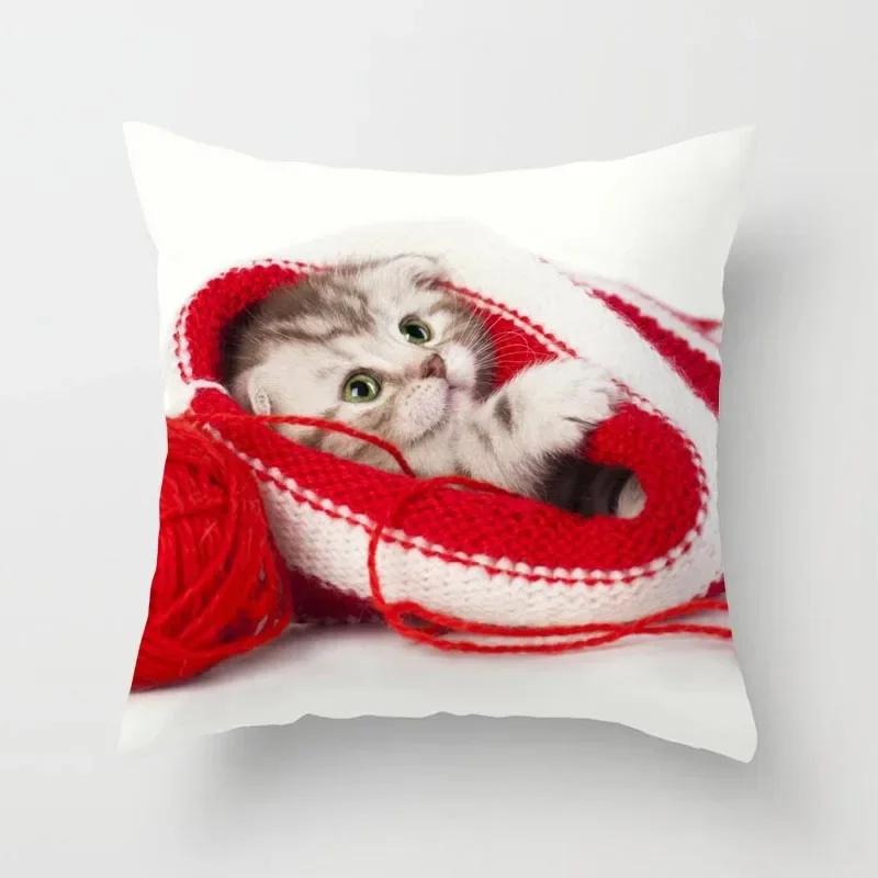 

Cute Cat Geometric Cushion Cover Small Pillowcase Sofa Square 30x30cm чёрный