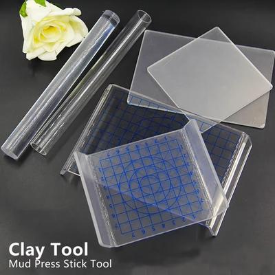 Durable Clear Clay Press Acrylic Sheet Handmade DIY Clay Modeling Tools Clay Roller Rubbing Plate Pottery Machine