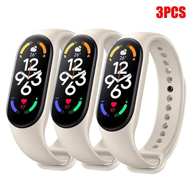 1-3Pcs Official Watchband For Mi Band 7 6 4 5 3 Bracelet Xiaomi Mi Band Strap Silicone Sport Replacement Smartwatch Accessories
