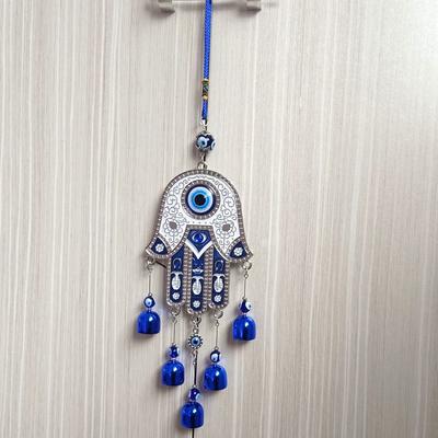 Wall Decoration Fatima Hand Wind Chimes Good Lucky Blessing Protection Blue Evil Eyes Pendant Small Bell Hamsa Hand