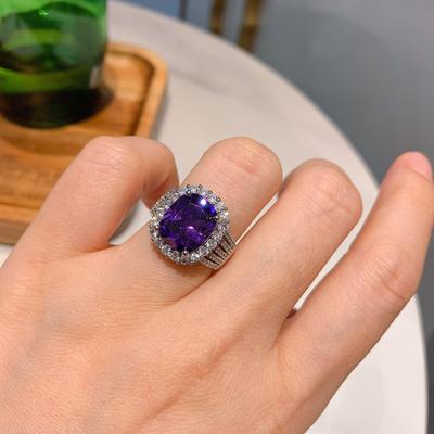 Sieraden Violet Zirkonium Retro Ring Glans Diamant Damesring Hoofdsteen 10 * 12