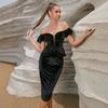 Europa und die Vereinigten Staaten neues High-End-Abendkleid, dünnes Temperament Lotusblatt-Ärmel Röhrentop nach gespaltenes Kleid