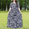 Elegantes Sommerkleid für Damen, Vintage-Kleidung, Übergröße, lässig, kurzärmelig, lange Kleider