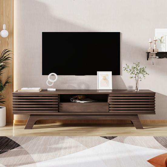 TV Cabinet with One Drawer And Two Doors, TV Furniture, TV Panel, TV Cabinet. Unique Design, Vintage Wood Color.