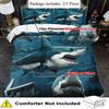 Quilt Cover Set 2/3pcs Bedding Set Deep Sea Shark Printed Duvet Cover Set King Queen Style Bedding Set Polyester