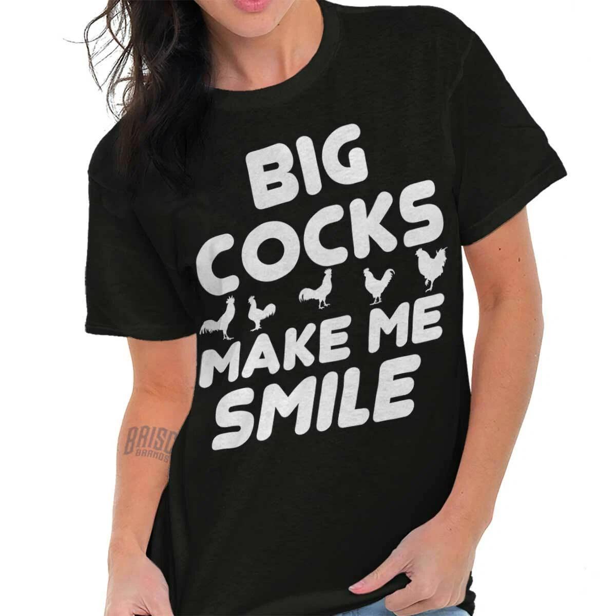 Big Roosters Make Me Smile Funny Novelty Womens Short Sleeve Crewneck Tee XXL