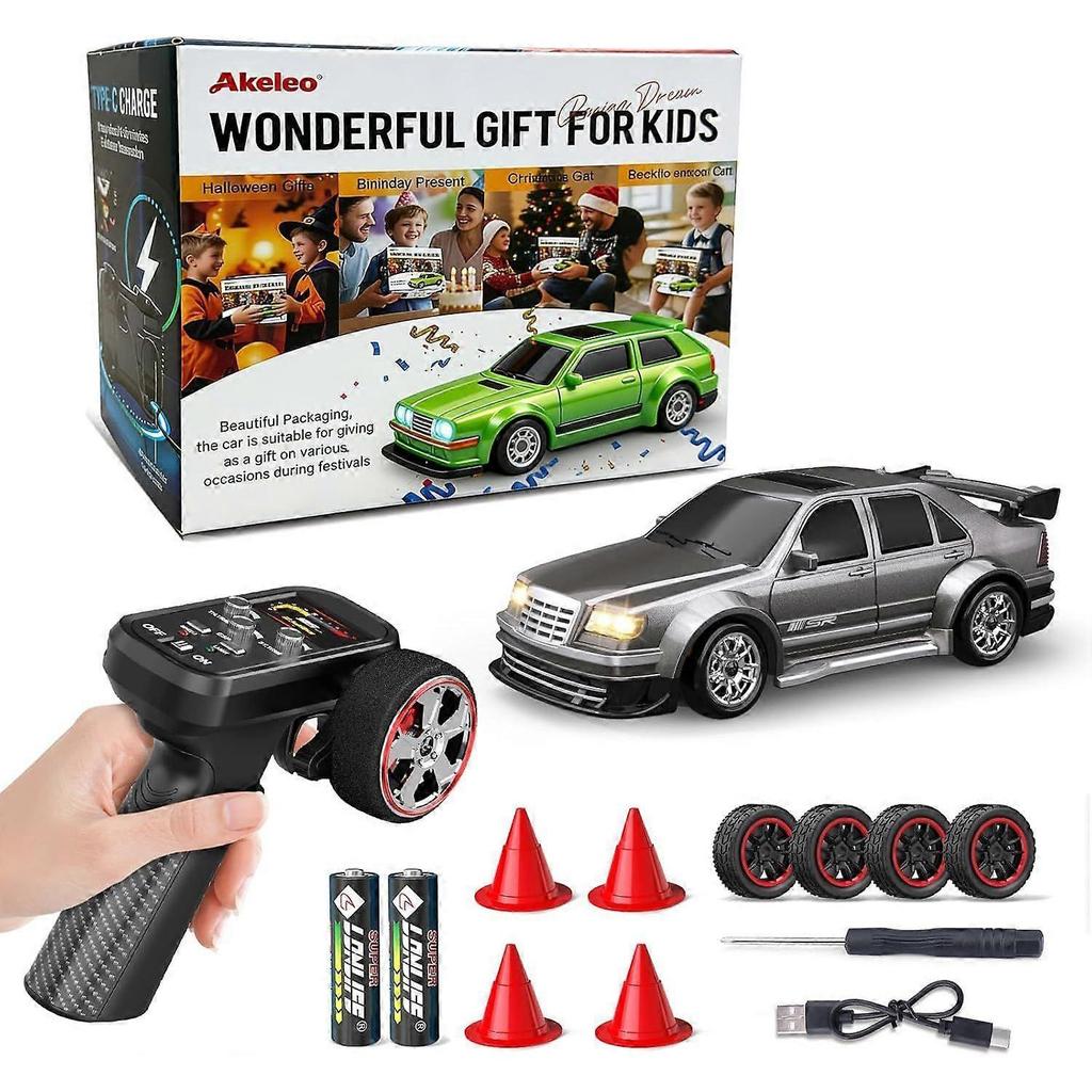 Mini RC Driftauto 1/43 mit Gyroskop, 4WD Vollproportional RC-Auto, 2,4 GHz Hobby-Fernsteuerautos, RTR-Modellfahrzeug, 20+ km/h Hohe Geschwindigkeit für