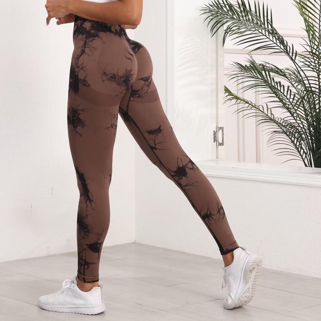 2023 Women's High-Waist Tie-Dye Seamless Butt-Lifting Yoga Pants with Jacquard Design