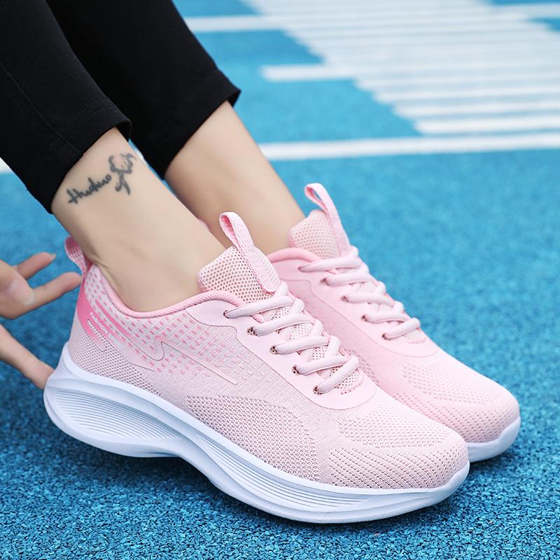 Breathale Casual Sneakers Women Knitted Lightweight Running Shoes Anti-slip Casual Sports Footwear for Jogging Walking Traveling