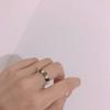 Handmade Elastic Ring: Green Seaweed Stone, Imitation Pearl, Aesthetic Jewelry for Women