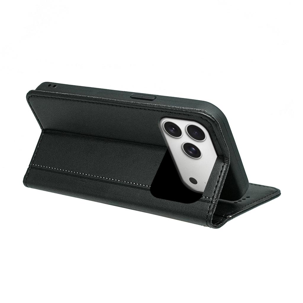 For iPhone 17 Pro Wallet Case Magnetic Closing PU Leather Phone Cover with Wrist Strap
