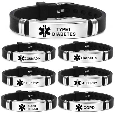 1pc Adjustable Size Stainless Steel Silicone Bracelet For Men Casual Wear
