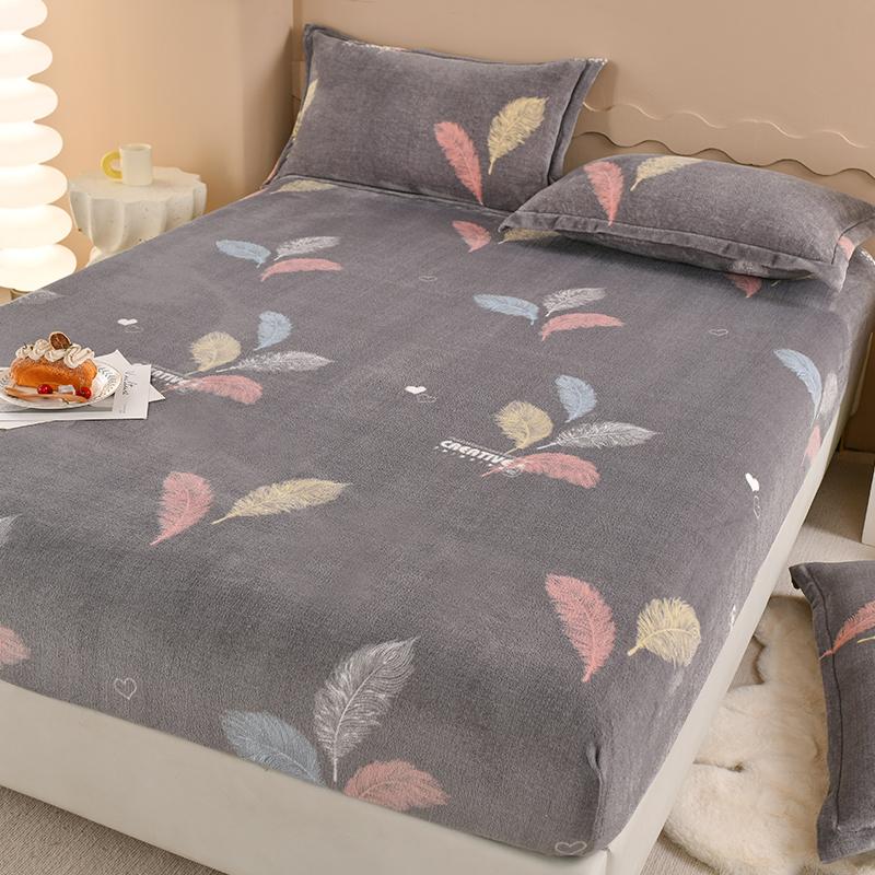 Velvet Fitted Sheet Warm Mattress Cover Simple Style Bed Covers Sabanas Para Cama Home Elastic Bedsheets(No Pillowcase)