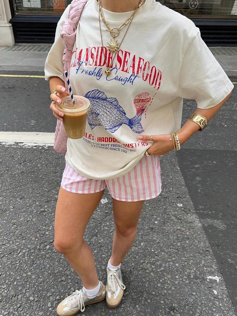 Summer Casual Seafood Print T-Shirt for Men