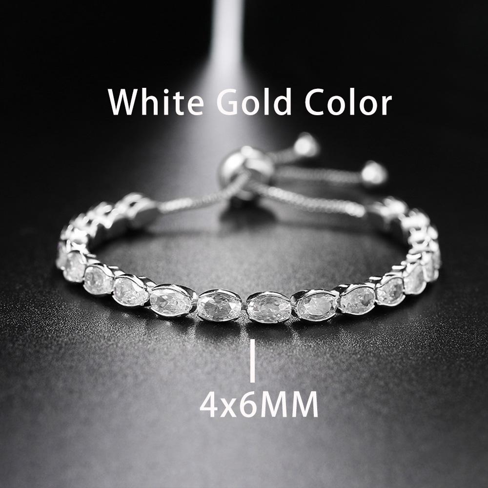 New Trendy Adjustable Oval Cut Tennis Bracelets for Women Dazzling Horse Eye Shaped Zirconia Chain on Hand Wedding Party Zircon