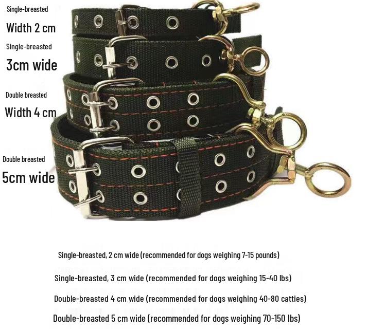

Double Row Dog Collar & Leash Set for Medium to Large Dogs 2cm Wide, 45cm Long