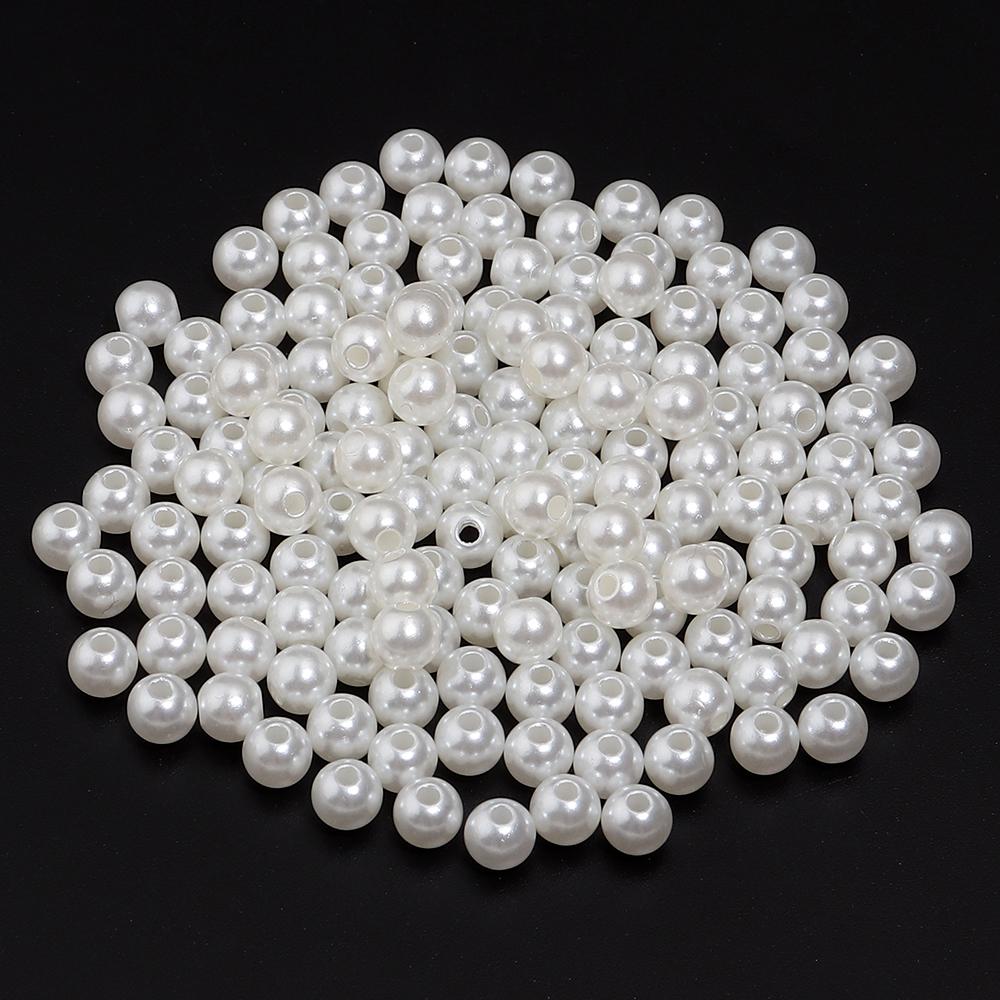 10-1000pcs Beige ABS Imitation Pearl Beads Multisize Round Loose Beads With Hole For Jewelry Making DIY Bracelets Accessories