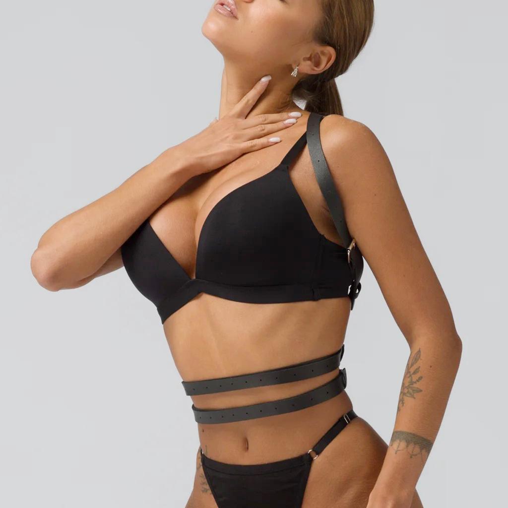 Damski Modny Skórzany Harness Pasek na Talie Gotycki Szelki Damskie Harness Dekoracyjne Paski Harness Punkowe Akcesoria do Ubrań