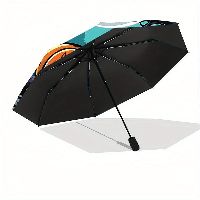 1pc Halloween Pattern Automatic Opening/Closing Folding Umbrella with 57 Ribs, Plastic Handle, Windproof Portable Sunshade Umbrella Hallowee