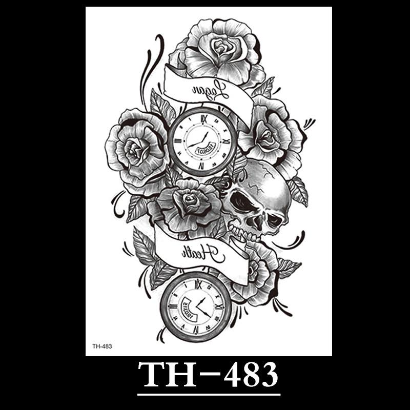 Flower Arm Tattoo Sticker, Half Arm Waterproof Tattoo Sticker, Sketch Line Tattoo Sticker Tattoo