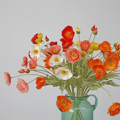 High Quality Beautiful Artificial Poppy Silk Flowers Fake Flower for Home Wedding Salon Party Luxury Decoration