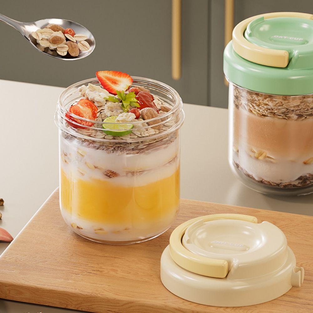 430ML Overnight Oats Container Portable Leakproof Oatmeal Cereal Nut Yogurt Cup with Lid and Spoon Fruit Salad Food Storage Box