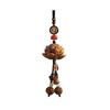 Wooden Pendant Car Ornament with Lanyard Easy To Hang Retro Engraved Lotus Car Pendant Rearview Mirror Decoration
