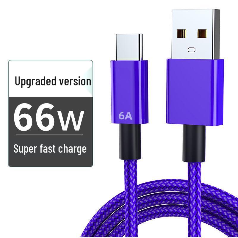 

240W Transparent Fast Charging 10A Type-C Cable for Huawei Honor Blue Braided Type-C Super Fast Charging