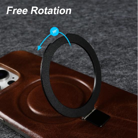 Foldable Magnetic Bracket Genuine Leather Phone Case for Iphone 16 17 Pro Max 17e 16e Air 15 14 13 Mini 12 11 Stand Back Cover 5