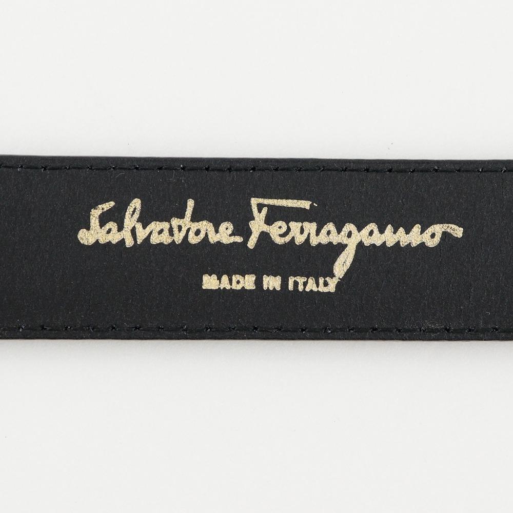 Salvatore Ferragamo Gancini Belt Black/gold Suede/Plated Gold Women Used