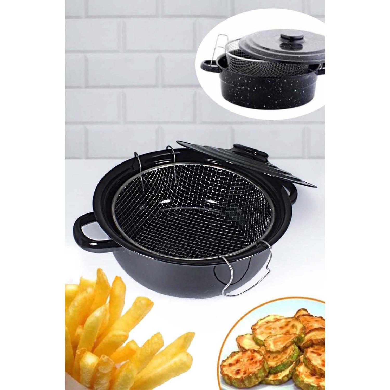 

Enamel 25cm Chips With Cover Fritz Frying Pouvetal Black чорний