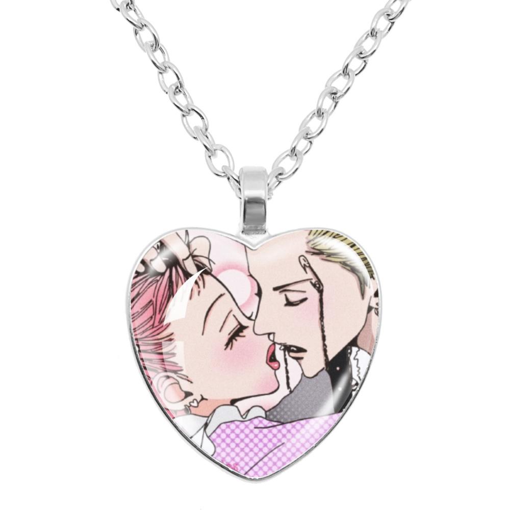 Paradise Kiss Anime Necklace Yukari Hayasaka Miwako Sakurada Glass Heart Shape Pendant Necklace Charm Jewelry Friend Gift