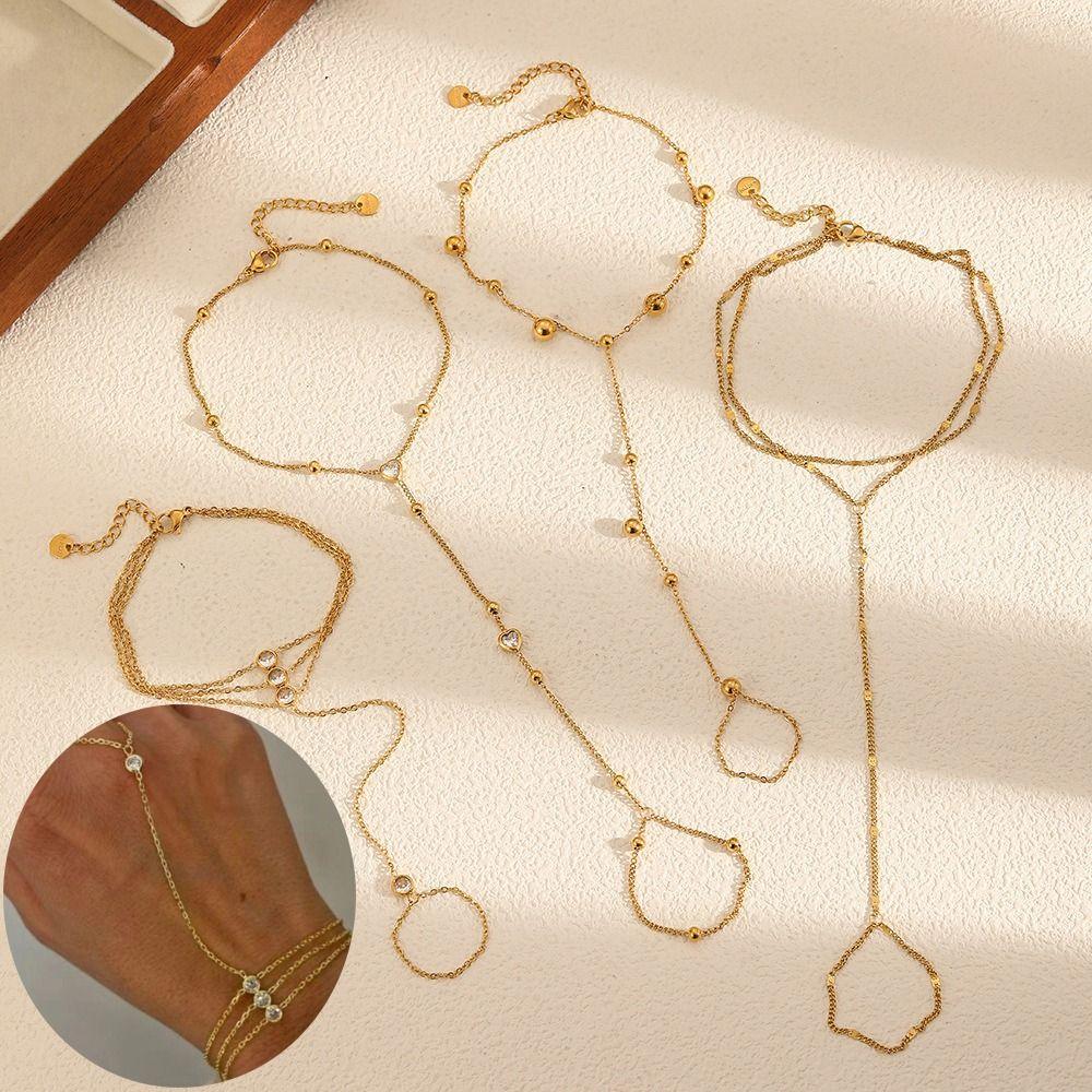 Simple Design Boho Zircon Bracelet Waterproof Metal Finger Bracelet New Finger Bracelet Gifts
