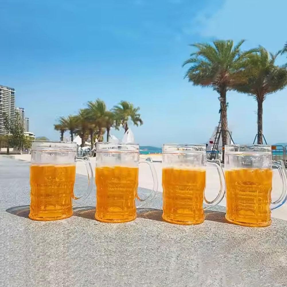 Fake Beer Glasses, 400ml Double Layer Funny Beer Stein Mugs, Realistic Plastic Fake Beer Mugs with Handles Mezzanine Model Beer, Large Capacity Prank