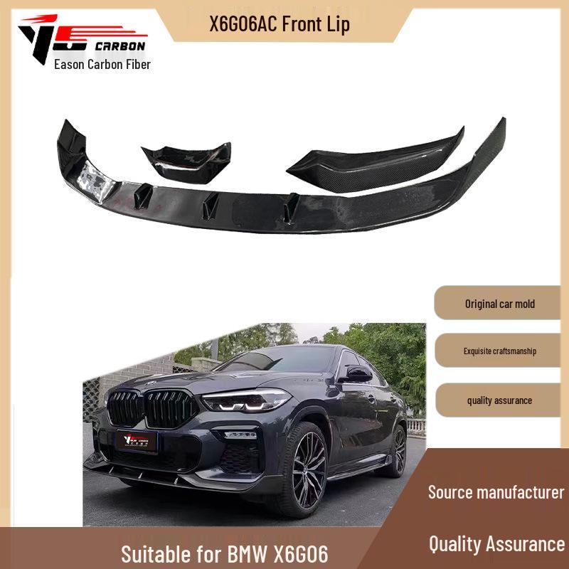 Compatible with 2020-IN BMW X6 G06: AC Style Carbon Fiber Front Lip Splitter Spoiler.