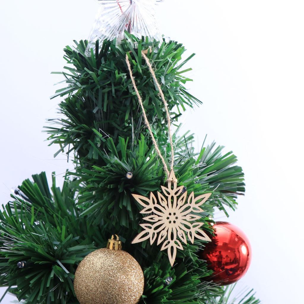 10Pcs Snowflake Decoration Rustic Wooden Christmas Embellishments Pendant for Hangers Tags Cardmaking Scrapbooking