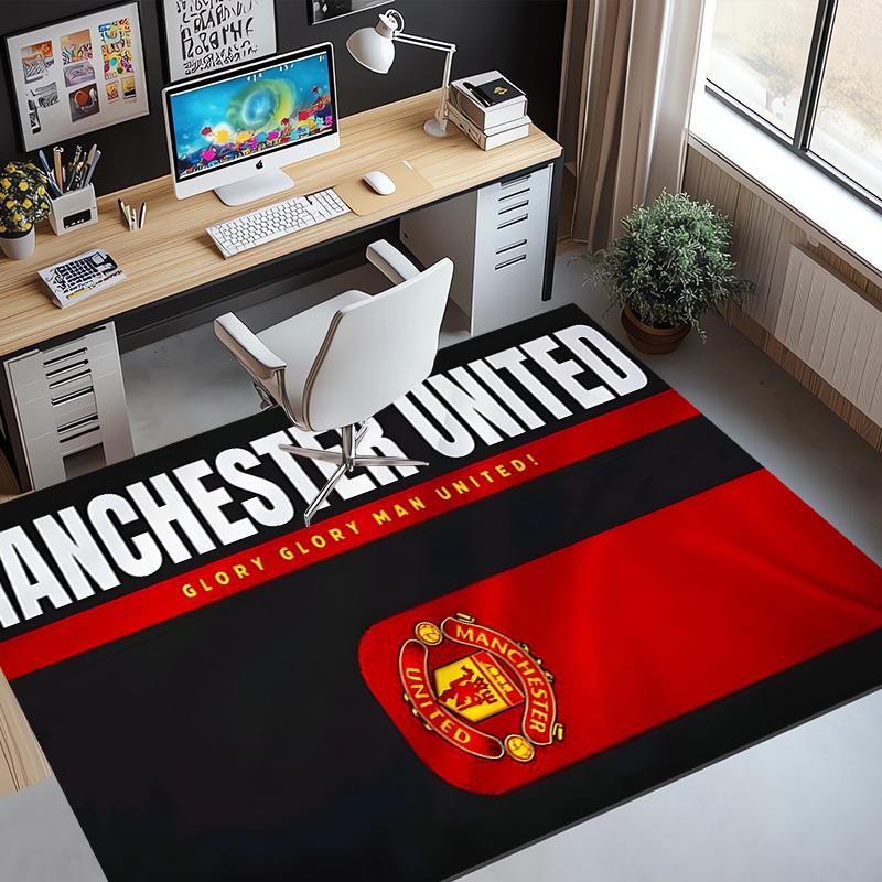 Manchester United F.C Pattern Rug, Indoor/Outdoor Mat, for Picnic, Gameroom, Bedroom, Office, Living Room, Home Decor Carpet, Birthday Gift