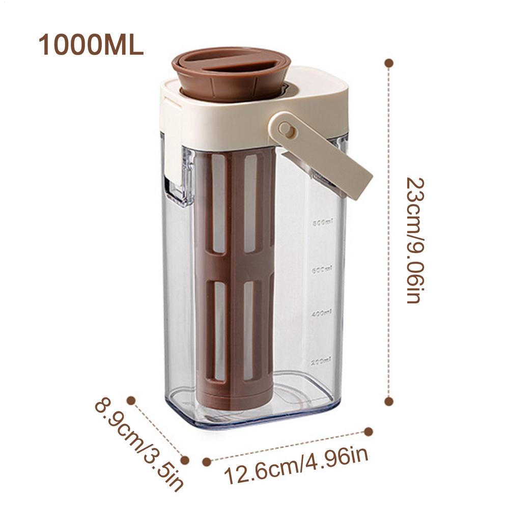 

1000ml Cold Brew Coffee Maker With Handle High-capacity Water Bottle Summer Portable Juices Tea Fruit Coffeeware Pot LeakProof