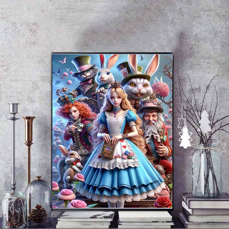 Disney 5D DIY Diamond Painting Alice in Wonderland Group Portrait Illustration Embroidered Mosaic Cross Stitch Home Decor Gifts Crafts