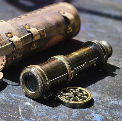 Kişiselleştirilmiş Çalışma Teleskopu, Kazınabilir Ahşap Kasalı Dürbün, Sırt Çantalı Gezginler İçin Pirinç Monoküler Hediyeler,